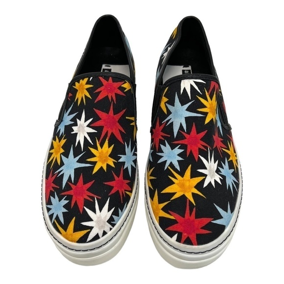 Alice + Olivia Sasha Star Print Canvas Platform Slip On Sneakers Women’s 39.5 - Picture 2 of 11